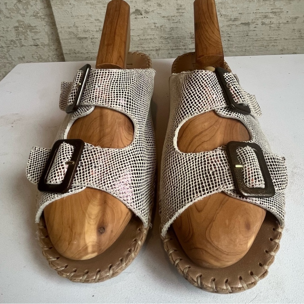 La Plume Leather Women's Sandals in Black and White Made in Italy Size 38